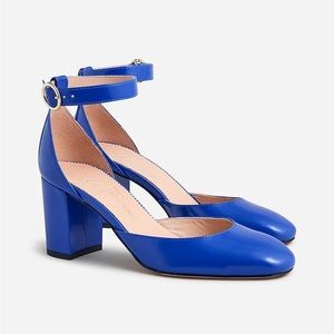 J Crew size 7 Maise ankle-strap heels in leather “Brilliant Cove”